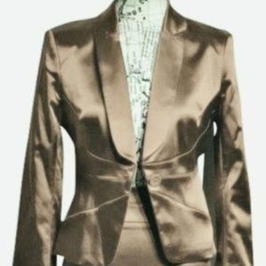 BEBE NWT DARK GOLD TWO PIECE SUIT (SATIN LIKE MATERIAL)
